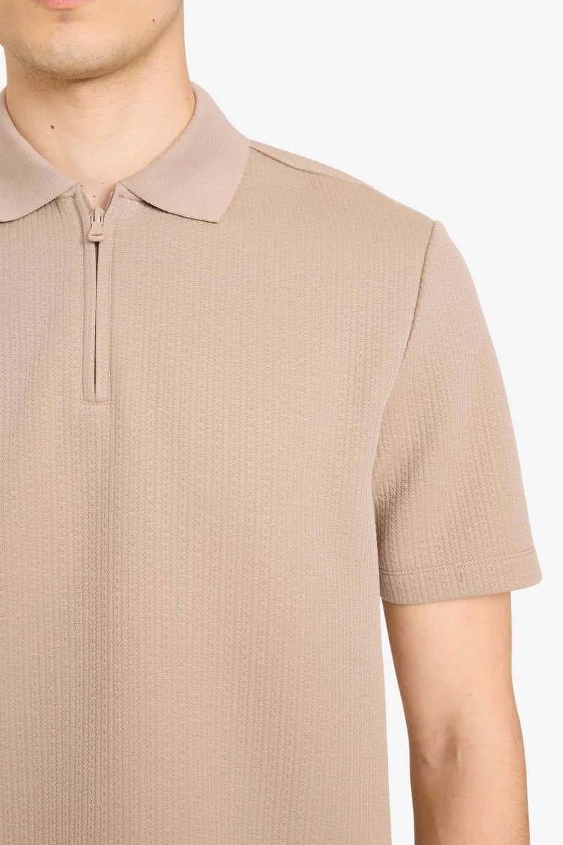 DeFacto Beige Man Regular Fit Polo Collar Polo T-Shirt Casual - Image 4